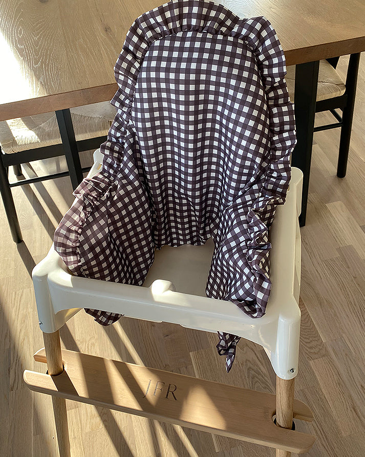Pudebetræk med flæse til IKEA Antilop -  Choco Gingham