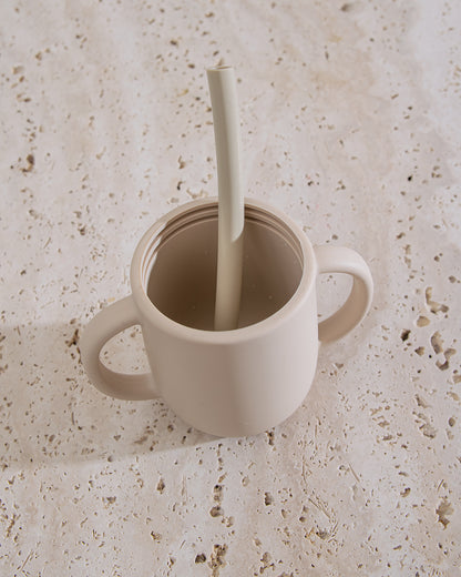 Mug with silicone straw - Beige