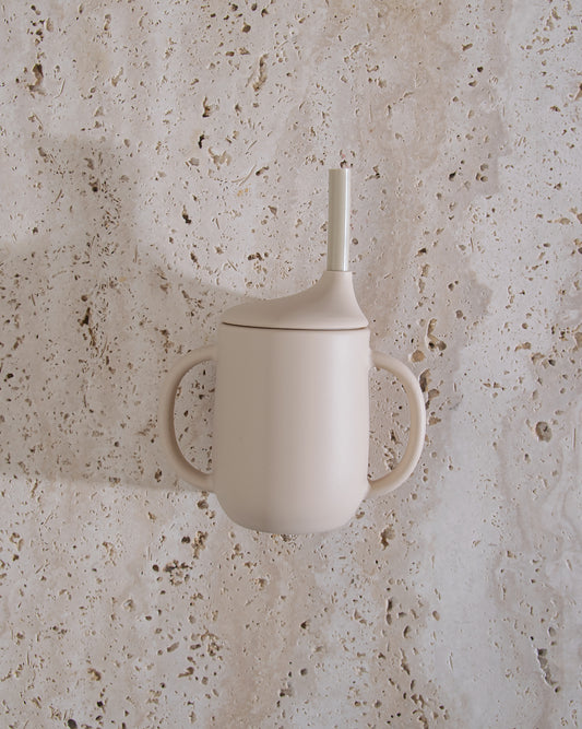 Mug with silicone straw - Beige