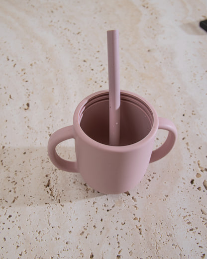 Mug with silicone straw - Blush Pink