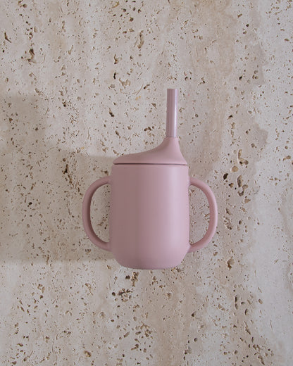 Mug with silicone straw - Blush Pink