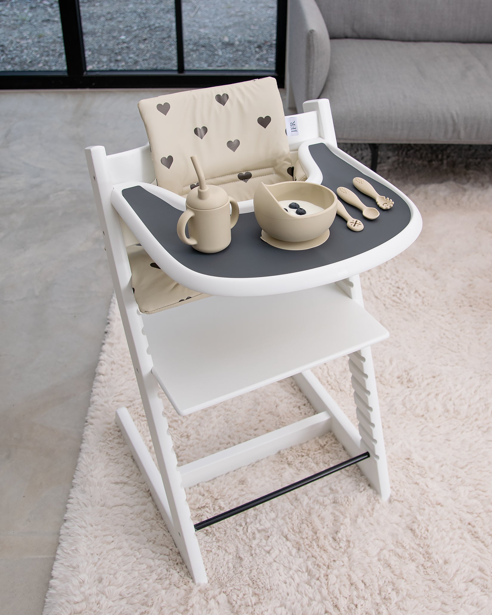 Gray Tripp Trapp Tray Convertible High Chair With Stokke Tray